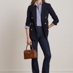 Lauren Ralph Lauren DOUBLE BREASTED WOOL CREPE BLAZER Blazer navy/bleu marine ZALANDO.FR