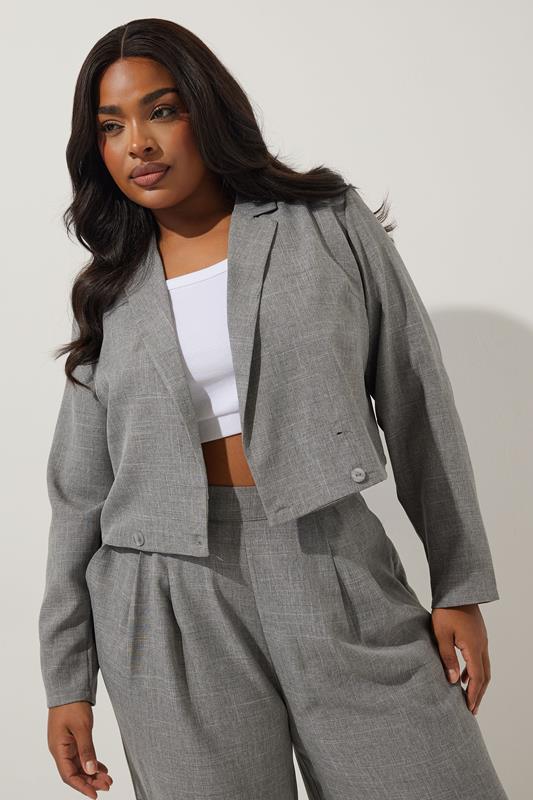 blazer-gris-605irx-1.jpg LIMITED COLLECTION Blazer Gris Court Manches Longues | Yours Clothing – Image 1