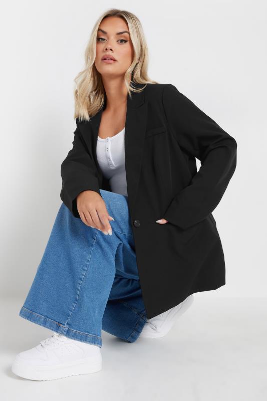 blazer-noir-079hdi-1.jpg YOURS Blazer Noir Long Coupe Oversize | Yours Clothing – Image 1
