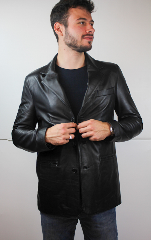 blazer-noir-576fhi-1.jpg Blazer en Cuir noir Pour homme – Image 1