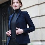 Veste blazer femme d'hiver en laine vierge marine Curling Paris