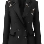 ZAPAKA Femmes Sparkly Noir Party Blazer Cranched Laponce Strass Veste De Bal – ZAPAKA FR