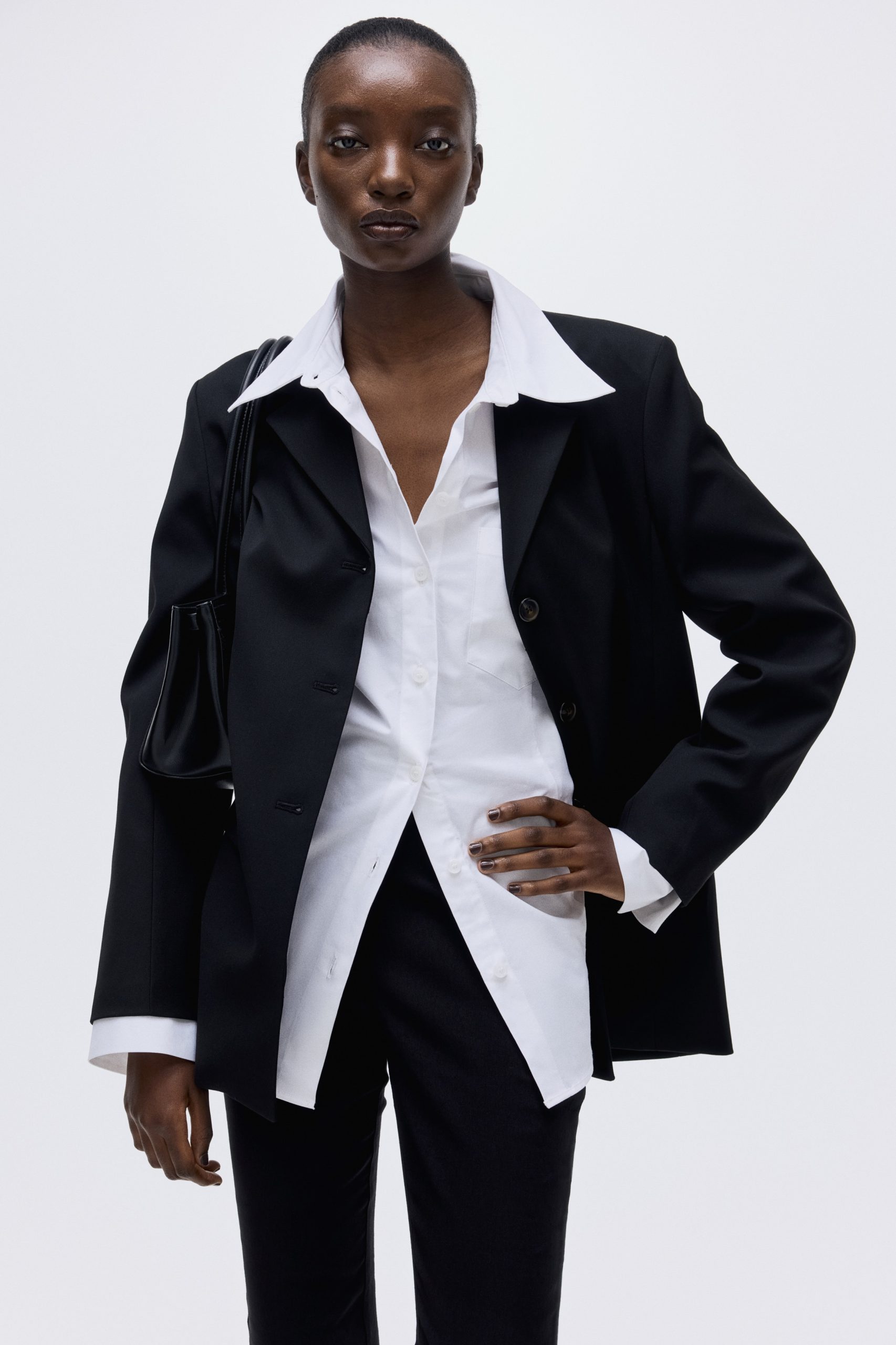 blazer-noir-femme-921ena-1.jpg Blazer à fermeture droite Noir FEMME | H&M FR – Image 1