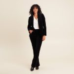 Veste tailleur velours noir femme | Bréal
