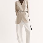 Blazer oversize avec ceinture à nouer Beige