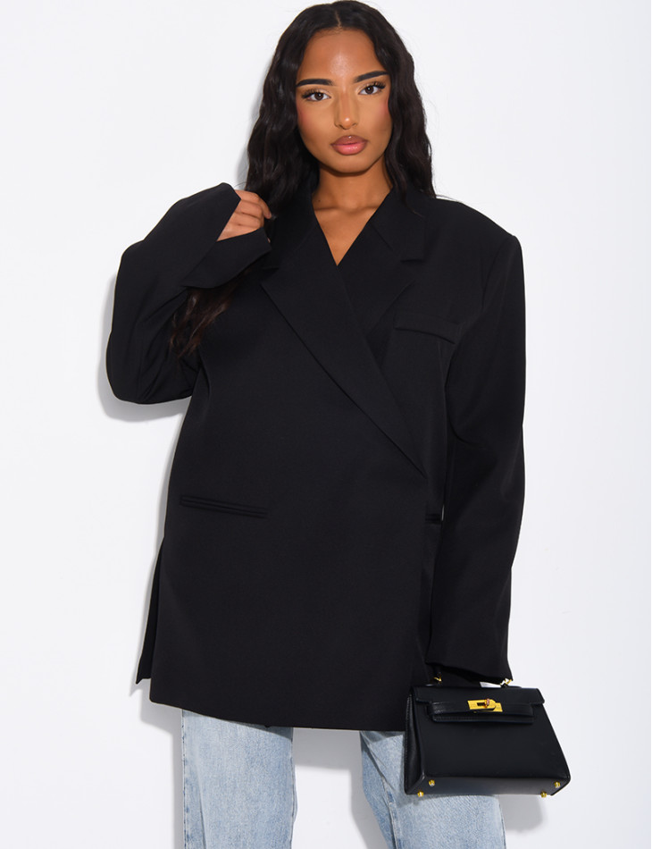 blazer-oversize-femme-307ncn-1.jpg Blazer oversize à fentes sur les côtés – Image 1