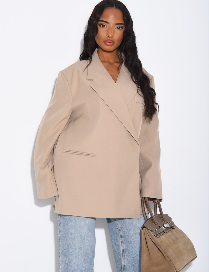 blazer-oversize-femme-741zer-1.jpg Blazer oversize à fentes sur les côtés – Image 1