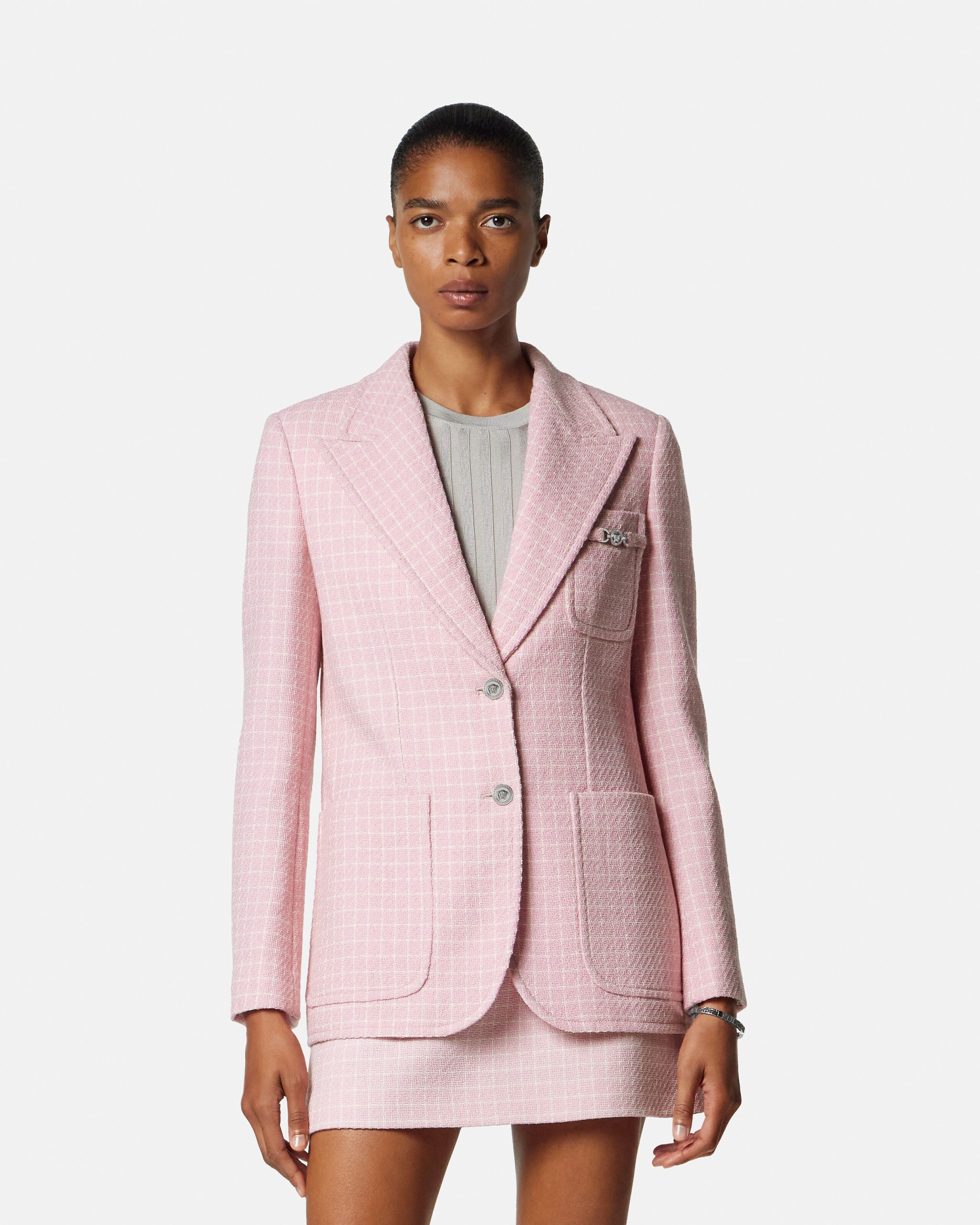 blazer-rose-077zyc-1.jpg Blazer en tweed de crêpe Rose | VERSACE FR – Image 1