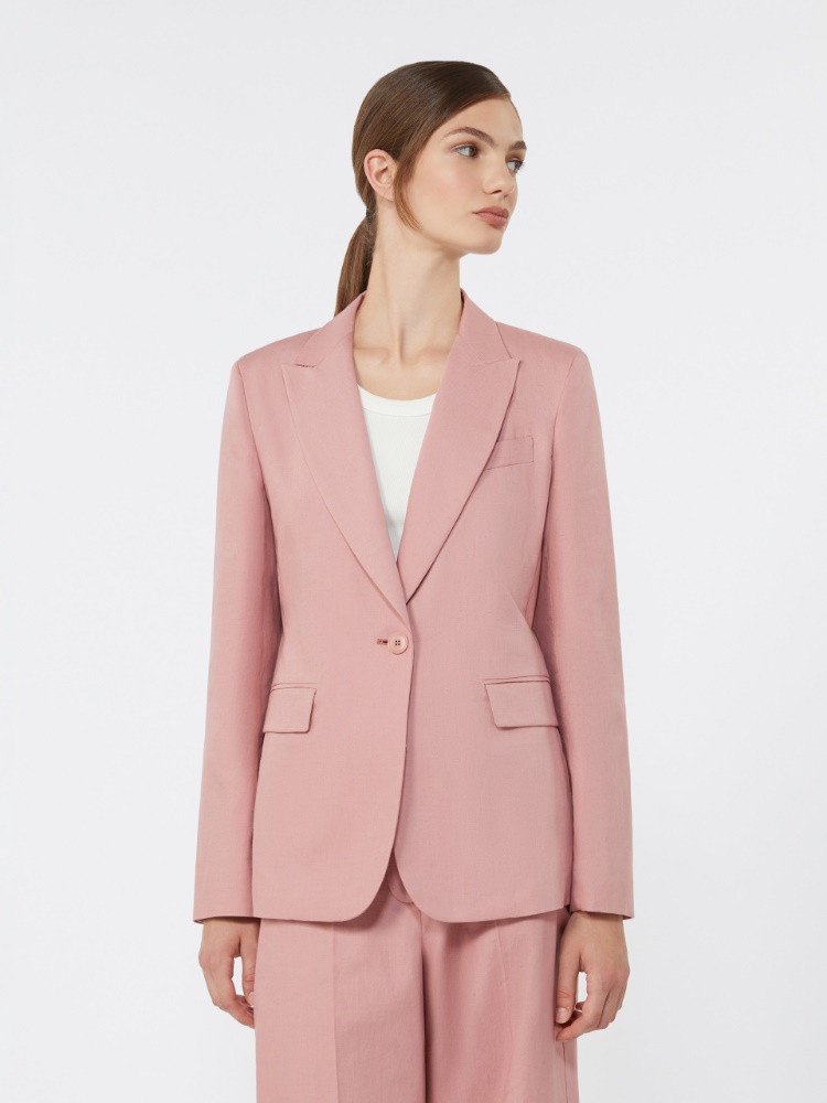 blazer-rose-348rss-1.jpg Blazer en toile de coton et lin VIEUX ROSE – Image 1