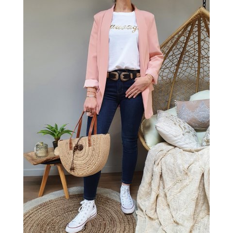 blazer-rose-677qvr-1.jpg Veste blazer unie rose clair 136415 – Image 1