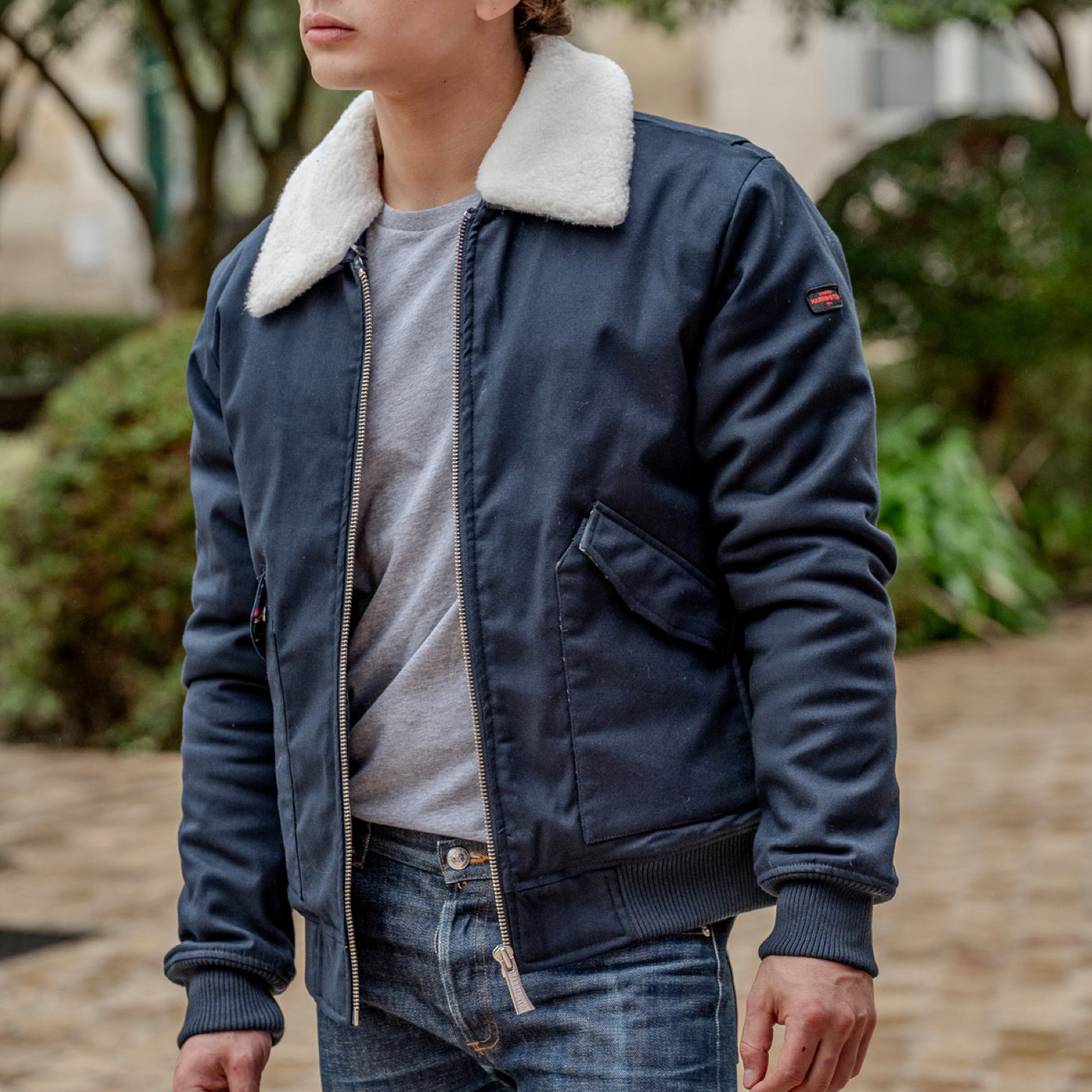 blouson-aviateur-261lqk-1.jpg Blouson aviateur en canvas marine – Harrington® – Image 1