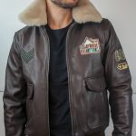 Blouson "Aviateur" en Cuir Marron avec écussons Homme Vêtements cuir adaptés à votre morphologie Itinérance Cuir
