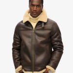 Veste aviateur en peau de mouton synthétiquemarron foncé pour Homme | Superdry FR