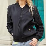 QLXYYFC Blouson Aviateur Femme Blouson Aviateur Léger Femme Blouson Aviateur Léger Blouson Veste Pilote Zippée Veste Courte Veste Femme (Color : Le Noir, Size : XXL) : Amazon.fr: Mode