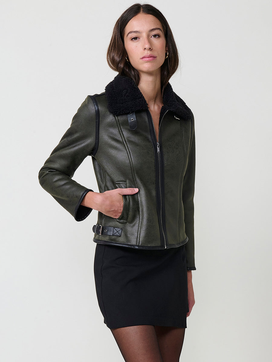 blouson-aviateur-femme-945jey-1.jpg Veste Aviateur Effet Cuir Shearling Pour Femme | koroshi – Koröshi – Image 1