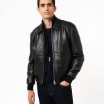 Blouson aviateur en cuir imitation homme noir | GEMO