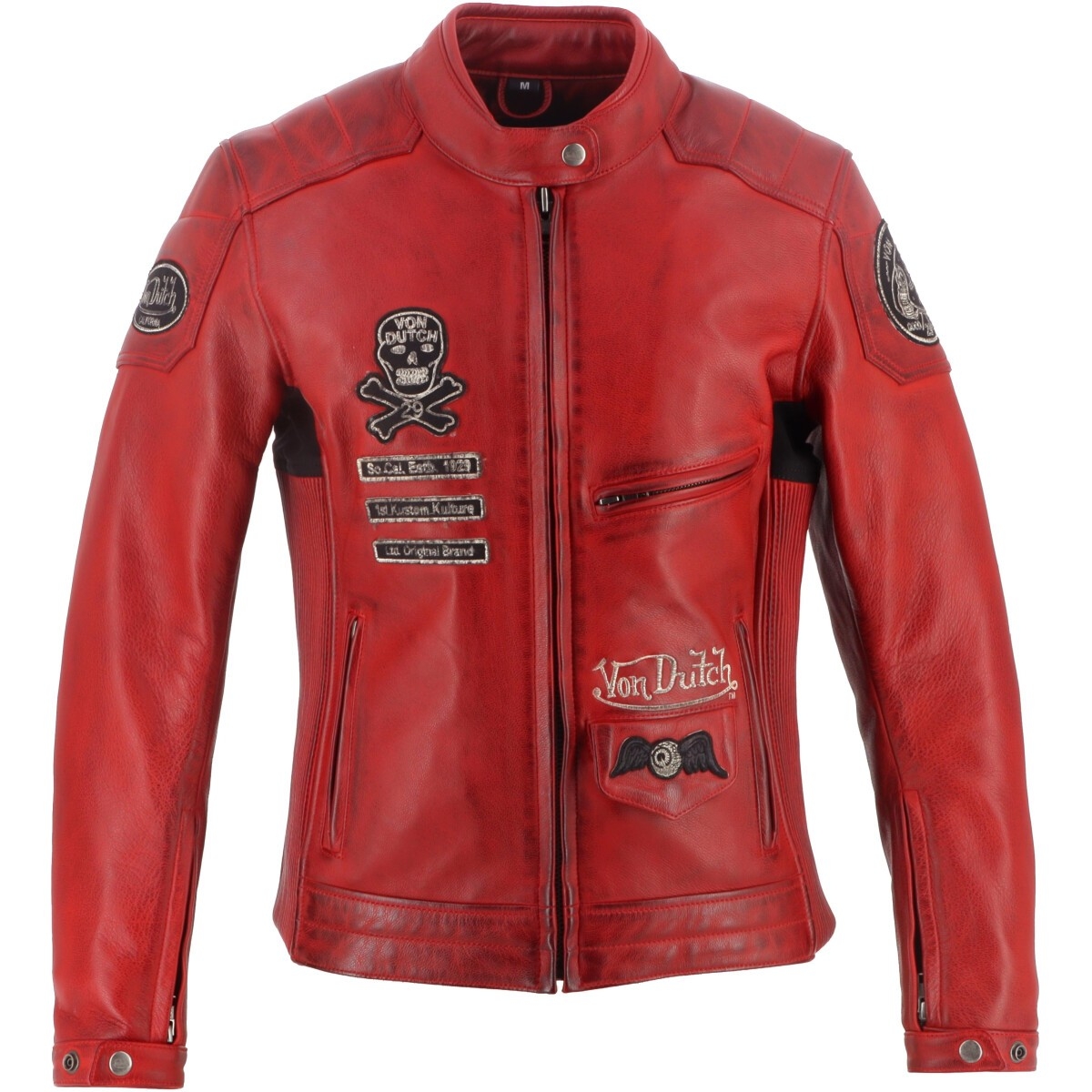 blouson-cuir-femme-286anx-1.jpg Blouson Femme Helstons Von Dutch Pretty Cuir Soft Rouge Blouson moto femme cuir – Image 1