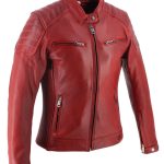 Blouson femme Helstons Jody cuir soft rouge, cuir moto femme