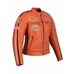 Blouson Moto Femme Orange