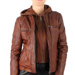 Oriana Blouson Cuir Femme Black Lines