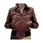 Blouson cuir femme agneau marron modèle Rilizza
