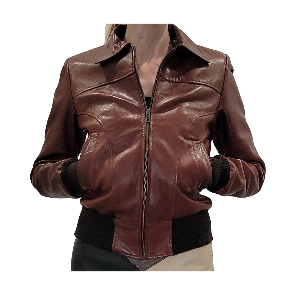 blouson-cuir-femme-910pgs.png Blouson cuir femme agneau marron modèle Rilizza – Image 1