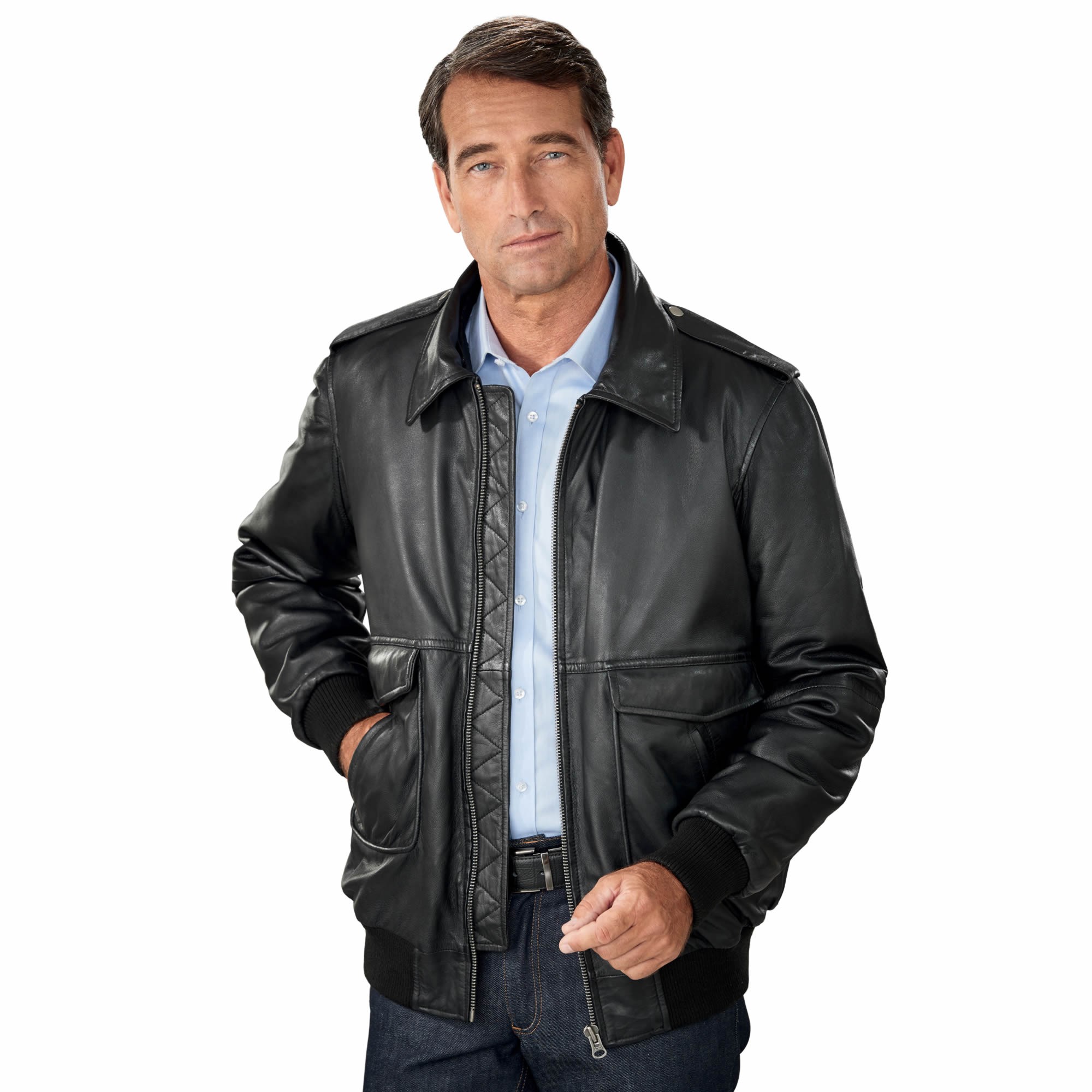 blouson-cuir-homme-848gon-1.jpg Blouson Cuir Aviateur | L'Homme Moderne – Image 1