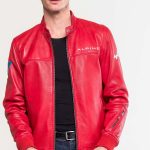 Blouson en cuir Alpine Jean rouge racing Homme