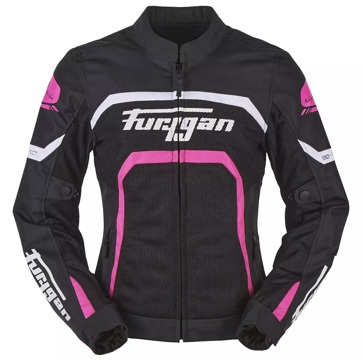 blouson-moto-femme-977emy.webp Blouson Femme Furygan Lady Mystic Evo Vented Noir Blanc Rose – Image 1