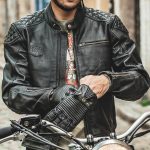 Blouson moto vintage homologué en cuir noir ROGUE Age of Glory