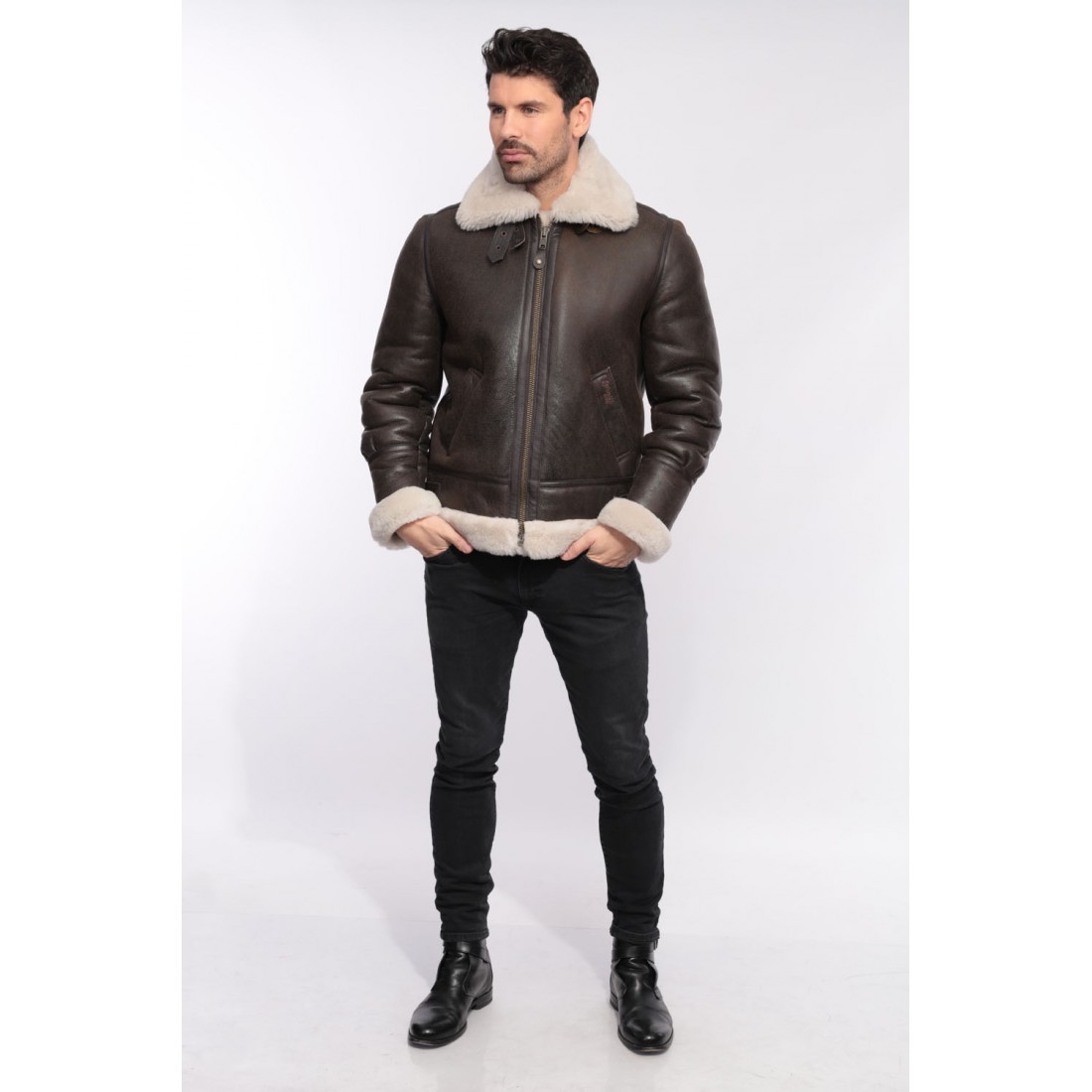bombardier-homme-079vvh-1.jpg Blouson bombardier homme Schott LC 1259 marron – Image 1
