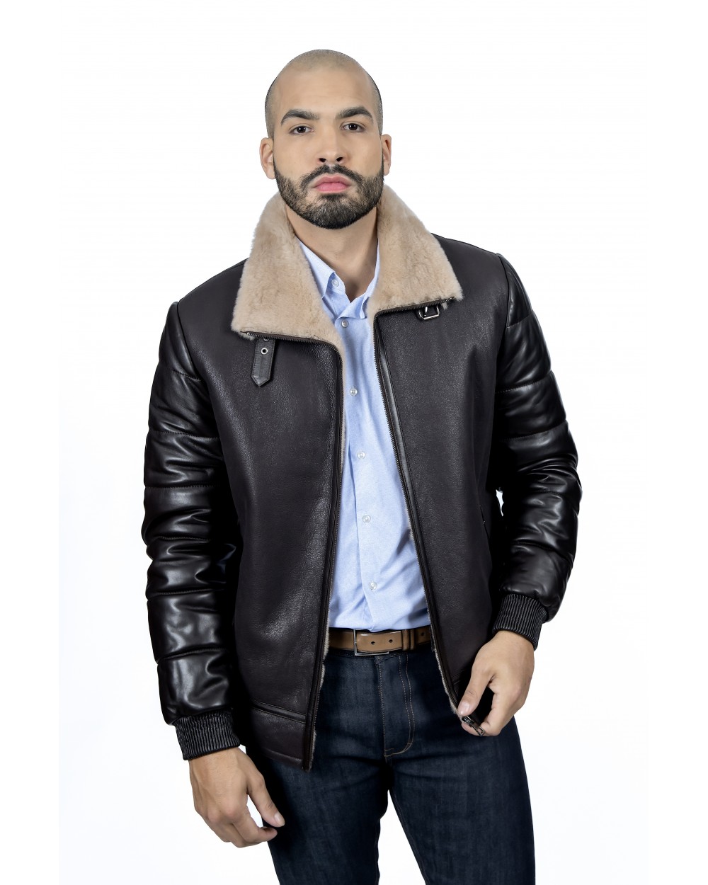 bombardier-homme-323seg-1.jpg Bombardier en peau lainée de mouton homme L'UNIVERS DU LUXE KOZHA – Image 1