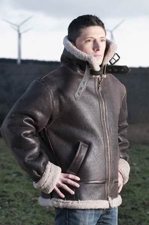 bombardier-homme-417wnc-1.jpg BOMBARDIER' Blouson homme en Peau lainée véritable Fabrication française Shearling – Image 1