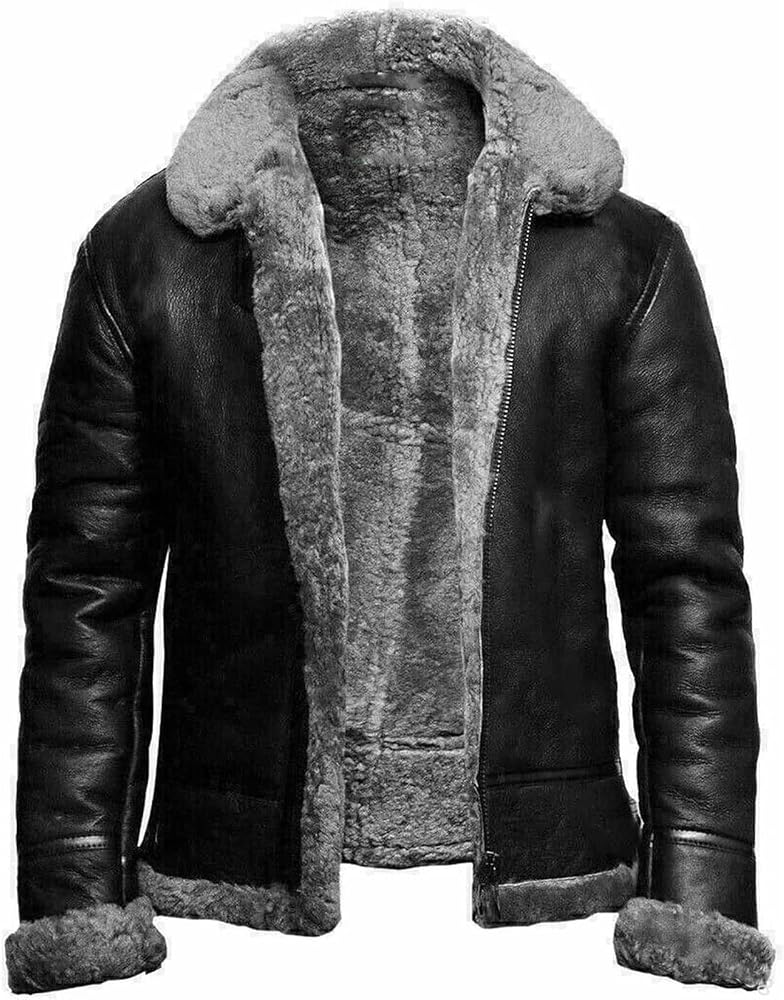 bombardier-homme-787klv-1.jpg Hommes B3 Bombardier Véritable Veste en Cuir Aviateur , Moelleuse À Manches Longues Épais Manteau Mouton Aviateur Jeste en Cuir Réel pour Voyager, ... – Image 1