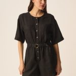 Combishort Manches Courtes Lin Noir Des Petits Hauts