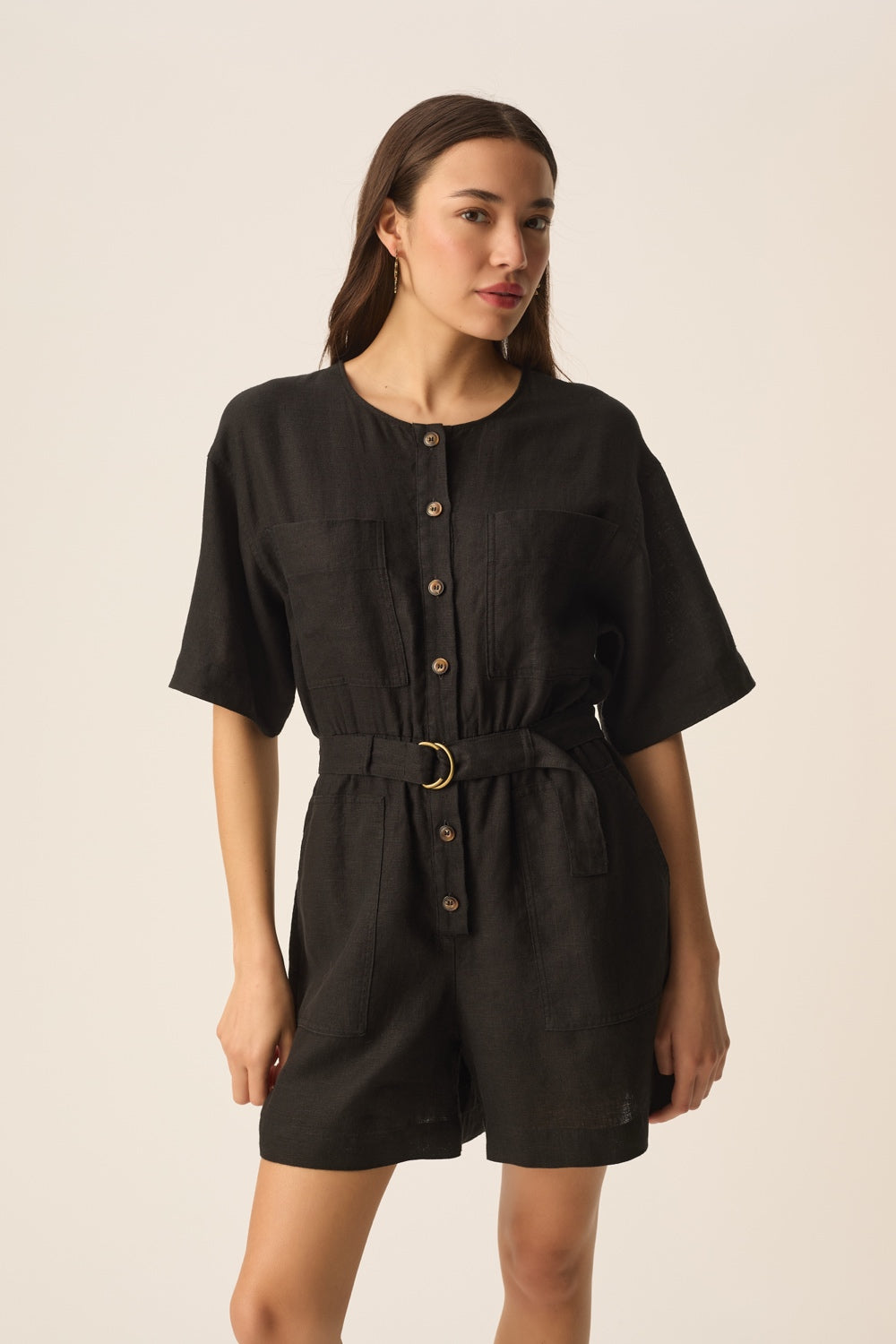 combishort-988owj-1.jpg Combishort Manches Courtes Lin Noir Des Petits Hauts – Image 1
