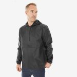 Veste de randonnée coupe vent imperméable homme, Raincut 1/2 Zip noir