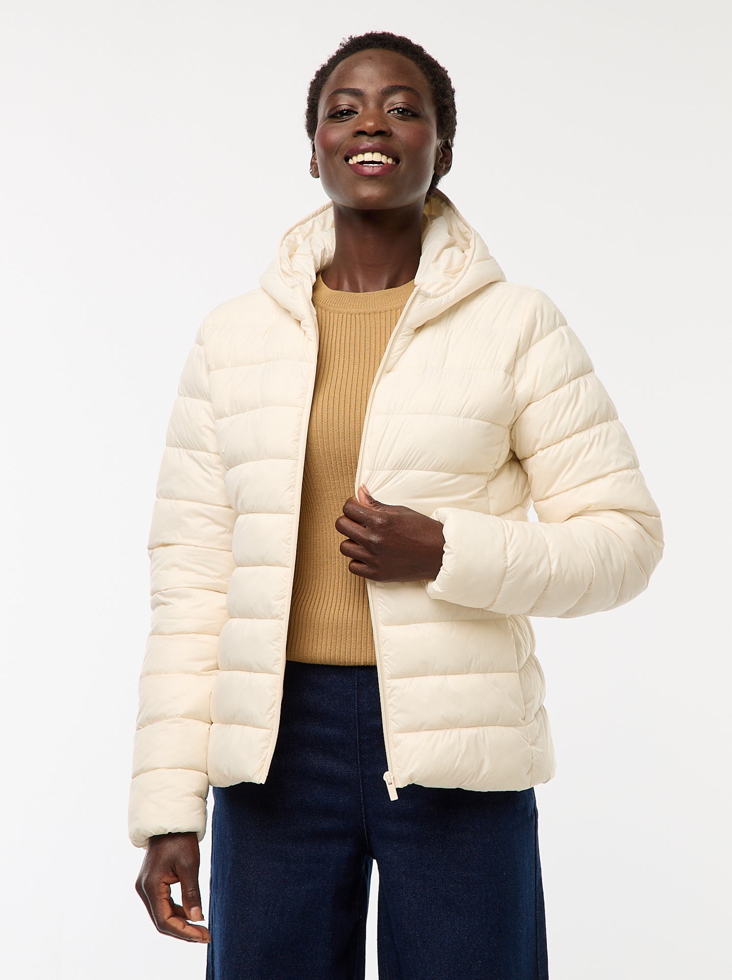 doudoune-blanche-906dfo-1.jpg Doudoune légère à capuche unie Blanc – Image 1