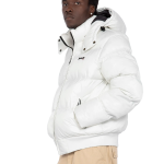 Doudoune blanche à capuche, coupe boxy