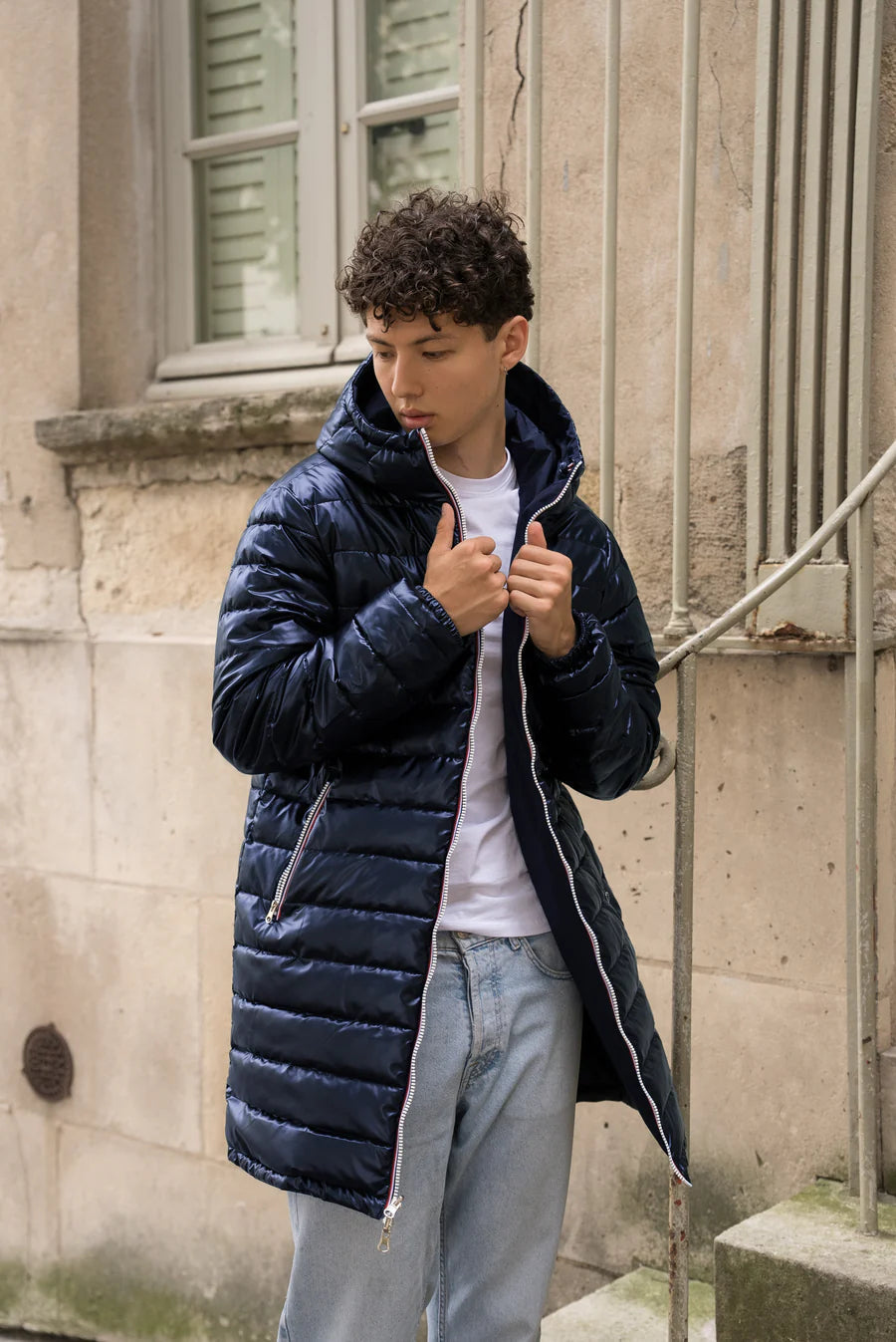 doudoune-homme-longue-352jpe-1.jpg Laura Jo Doudoune homme longue imperméable et réversible matelassé bleu marine – Le Petit Placard – Image 1