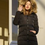 MIA Doudoune longue à capuche en fourrure véritable Noir / S
