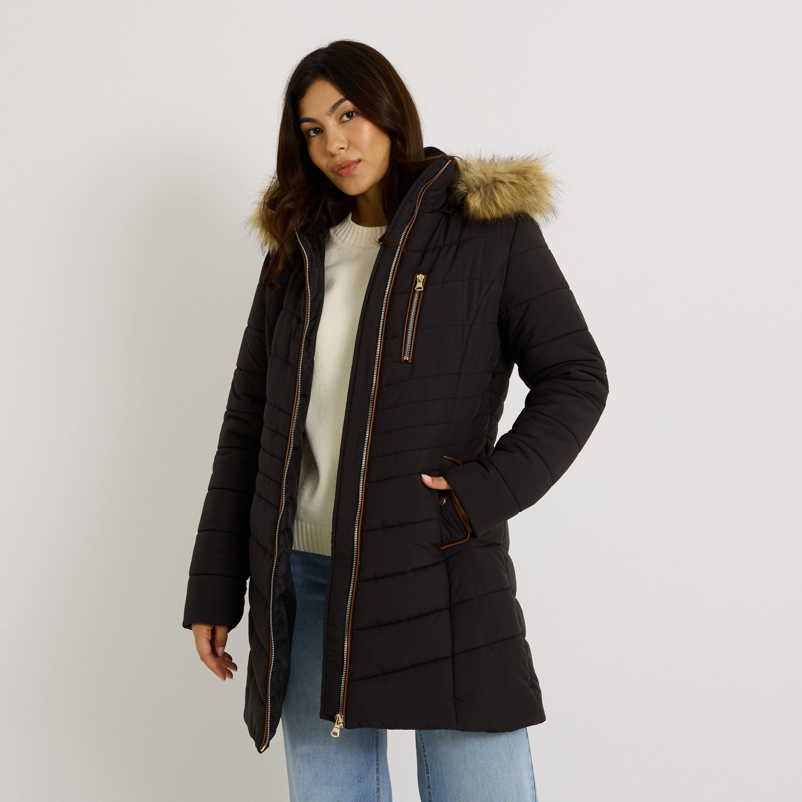 doudoune-noir-femme-909lhl-1.jpg Doudoune mi longue femme NOIR | Graindemalice – Image 1