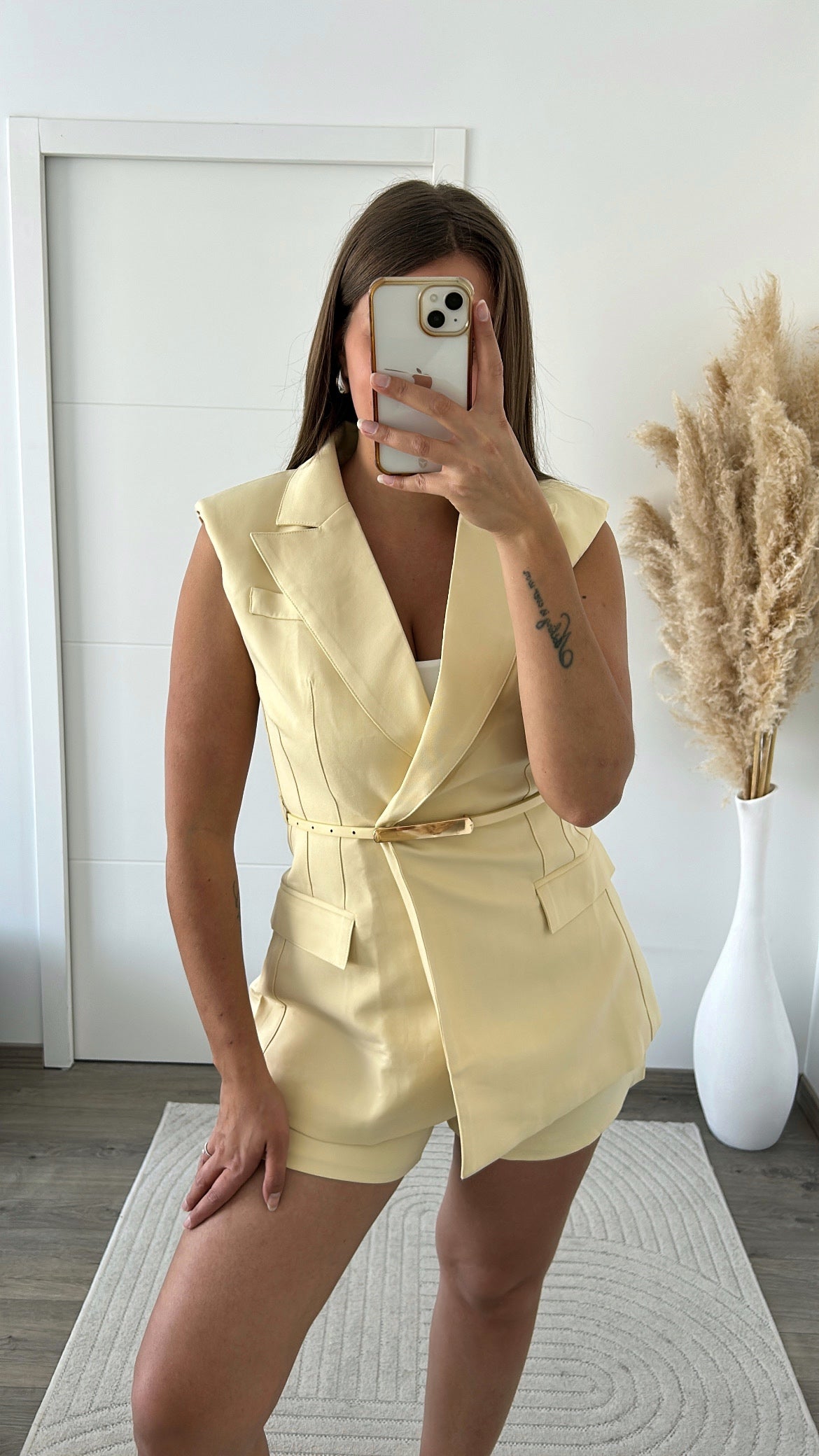 ensemble-blazer-522icx-1.jpg Ensemble Blazer Et Short Jaune S : 34/36 – Image 1