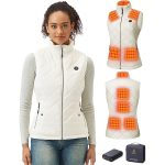 Gilet Chauffant Femme UNBON Avec Batterie 10000mAh 6 Zones Chauffage, 3 Températures, Polaire Sans Manches