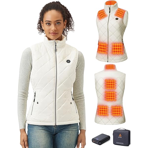 gilet-chauffant-femme-220avh-1.jpg Gilet Chauffant Femme UNBON Avec Batterie 10000mAh 6 Zones Chauffage, 3 Températures, Polaire Sans Manches – Image 1