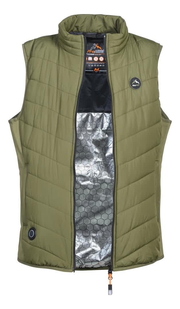 gilet-chauffant-femme-744ira-1.jpg Gilet chauffant Femme ProHunt Hybride Kaki – 3 zones, batterie 10 000 mAh | Made in Chasse – Image 1