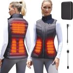 Vofuoti Gilet Chauffant pour Femme avec Batterie Léger Pour Body Warmer Gilet Chauffant Coupe Ajustée Manteau Chauffant Polaire électrique Veste ...