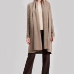 Gilet long en cachemire 2 fils ANASTASIA – Col châle et maille ajourée