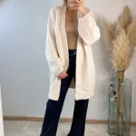 Gilet oversize mi long écru