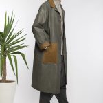 Imperméable long pour homme Olive trench coat